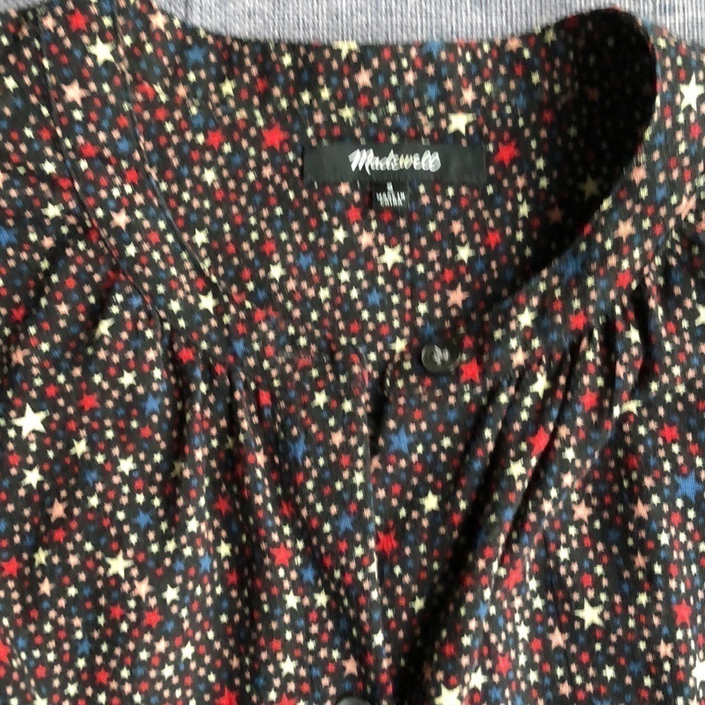 Madewell black with stars peasant blouse in size S